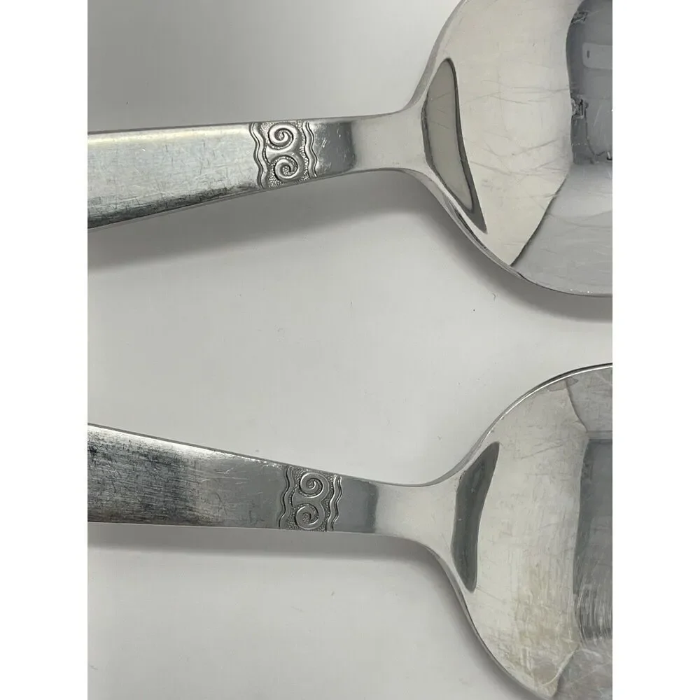 Nils Johan Sweden Sessan Large Serving Table Spoons NIJ1 8.5” Set Of 2
